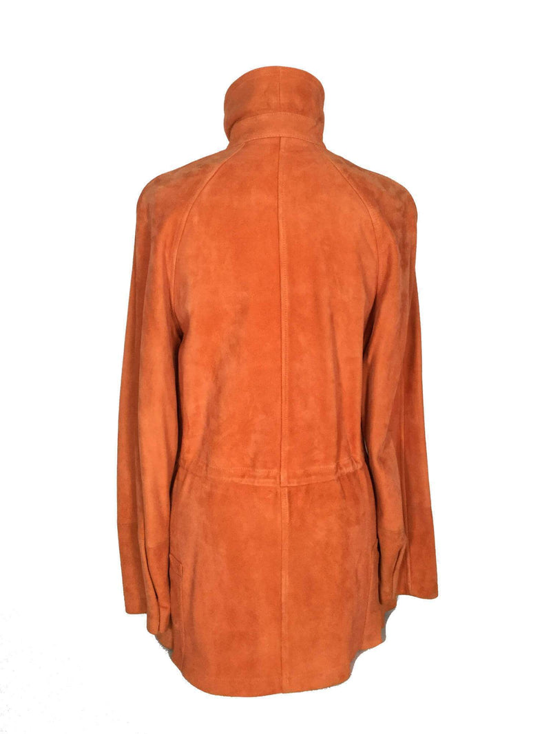 Loro Piana Leather Long Jacket Orange-designer resale