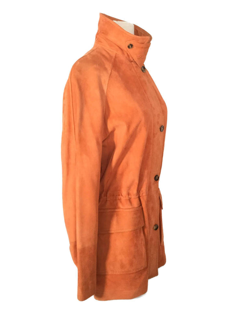 Loro Piana Leather Long Jacket Orange-designer resale