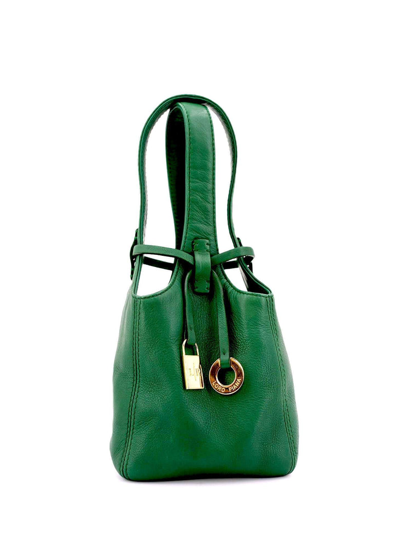 Loro Piana Leather Mini Bucket Bag Green