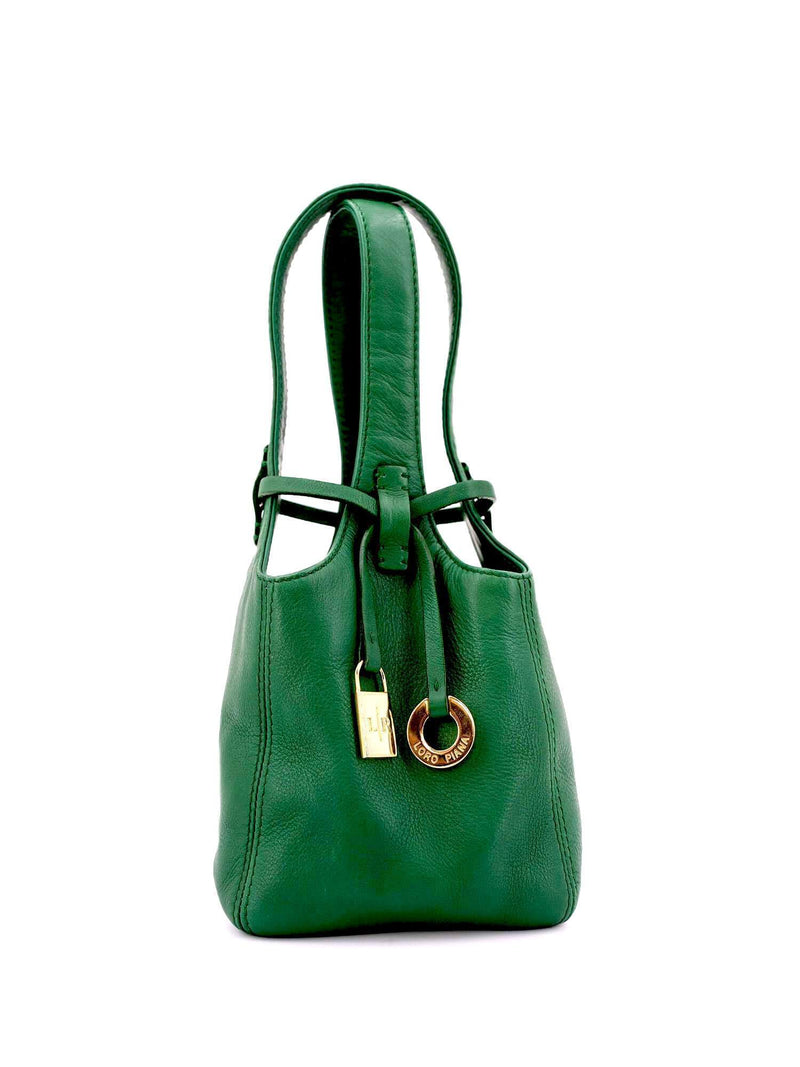 Loro Piana Leather Mini Bucket Bag Green-designer resale