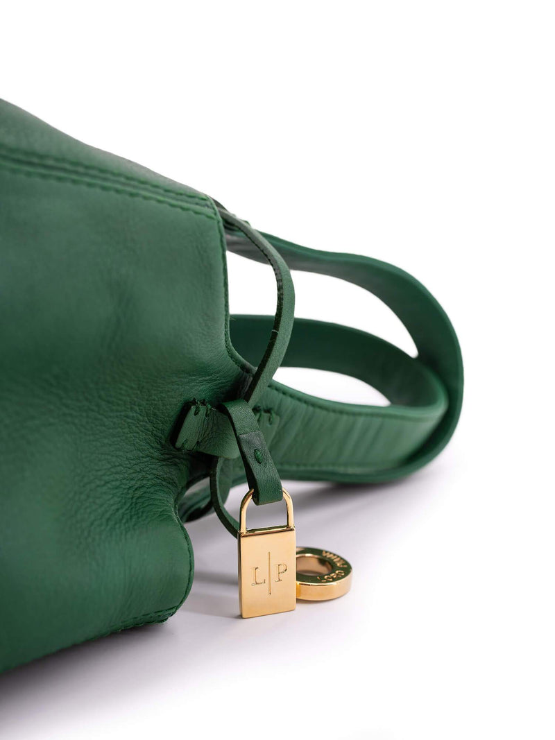 Loro Piana Leather Mini Bucket Bag Green-designer resale