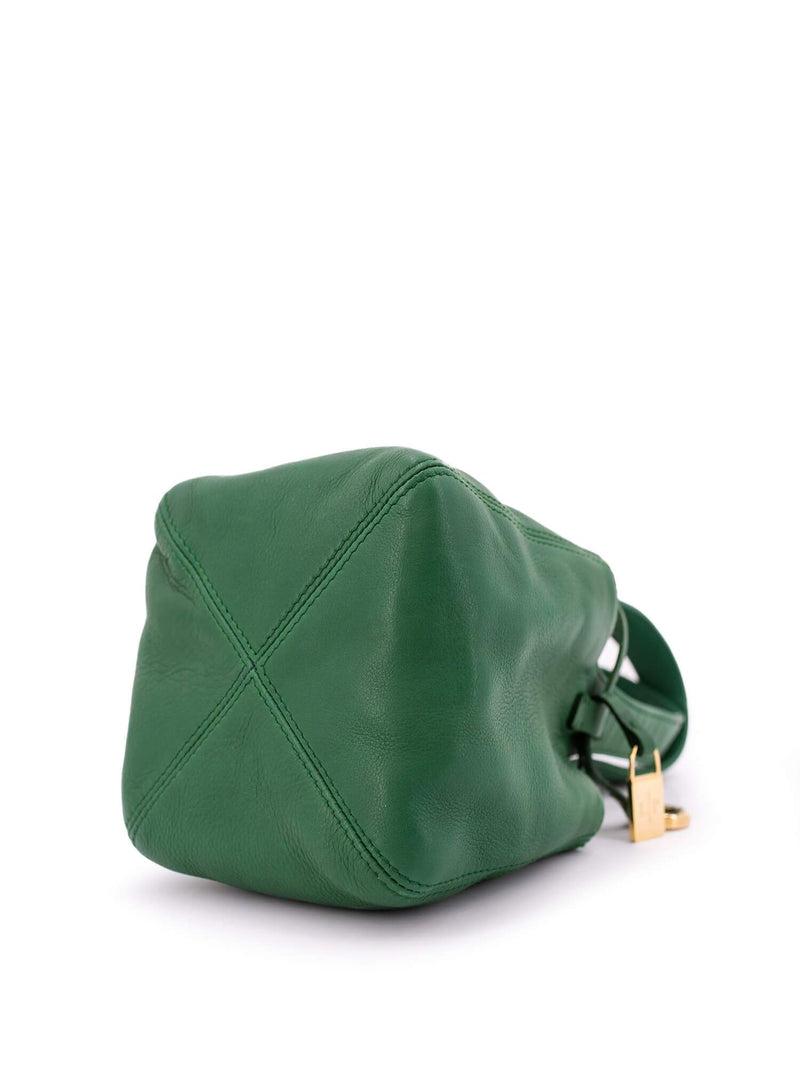 Loro Piana Leather Mini Bucket Bag Green-designer resale
