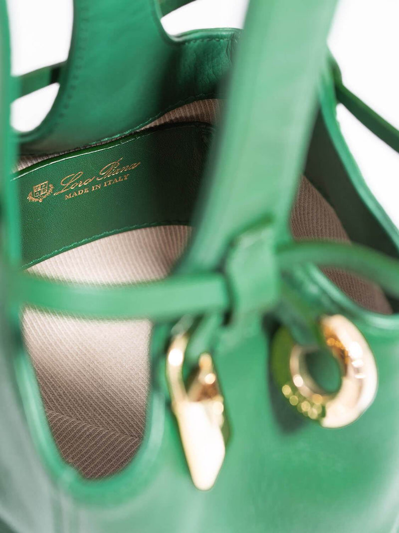 Loro Piana Leather Mini Bucket Bag Green-designer resale