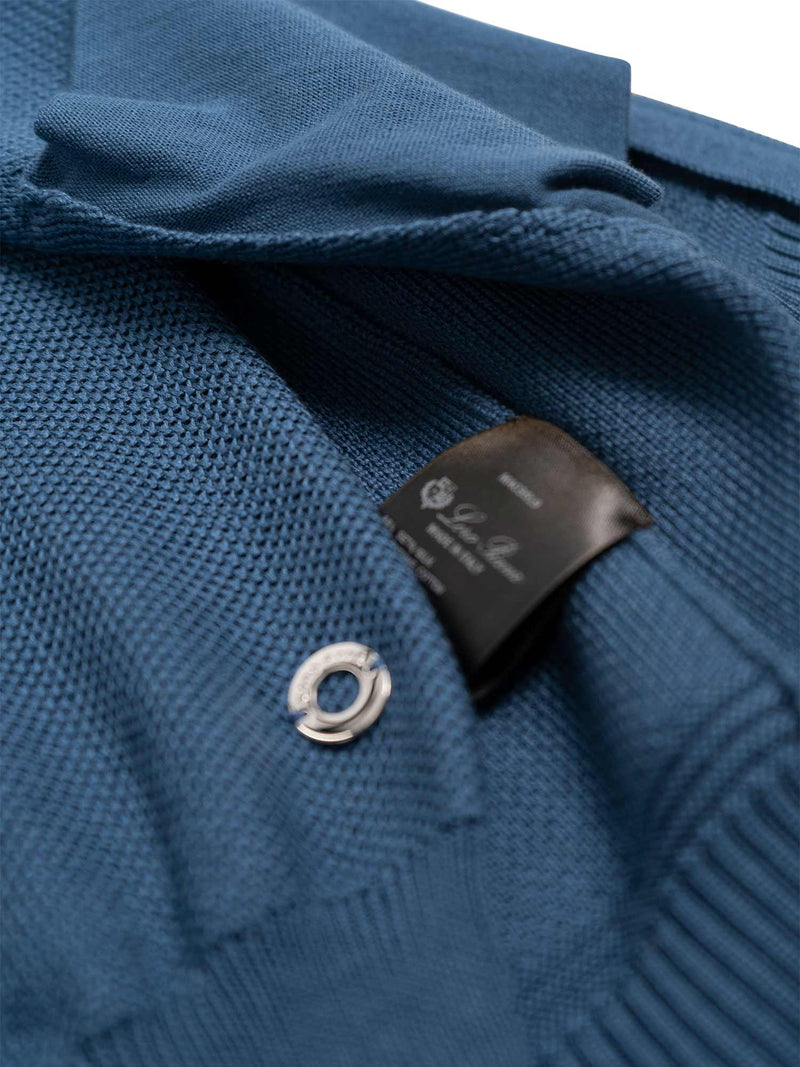 Loro Piana Logo Cotton Knit 2 Piece Sweater Set Blue-designer resale