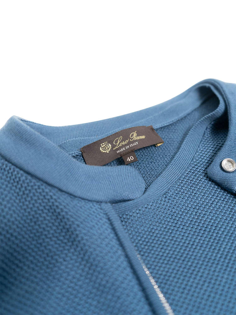 Loro Piana Logo Cotton Knit 2 Piece Sweater Set Blue-designer resale