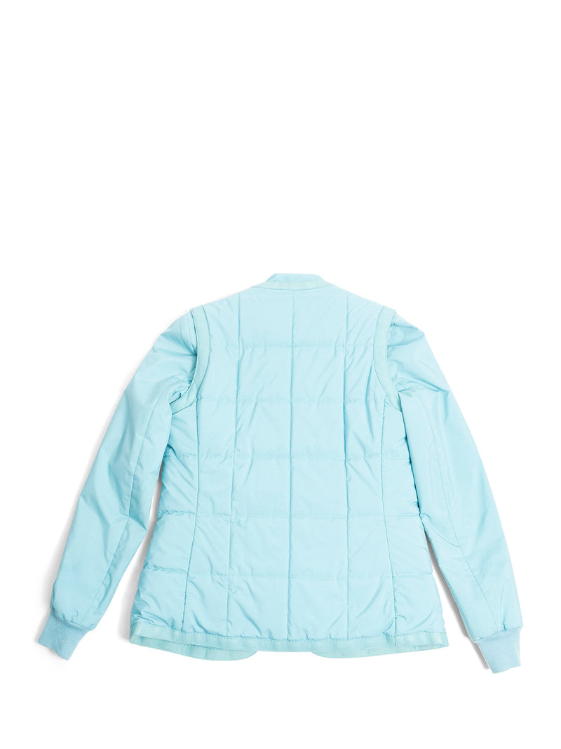 Loro Piana Logo Leather Suede Quilted 2 Piece Vest Jacket Aqua Blue-designer resale