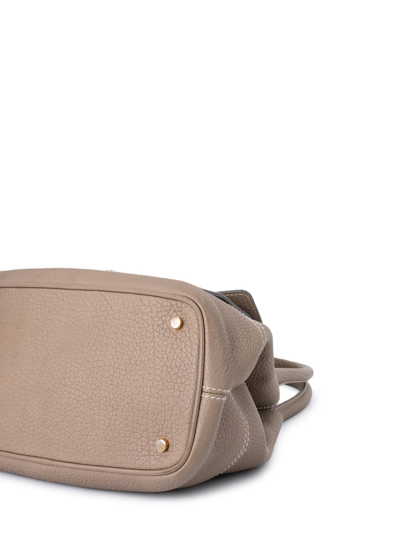Loro Piana Pebbled Leather Small Globe Bag Taupe-designer resale
