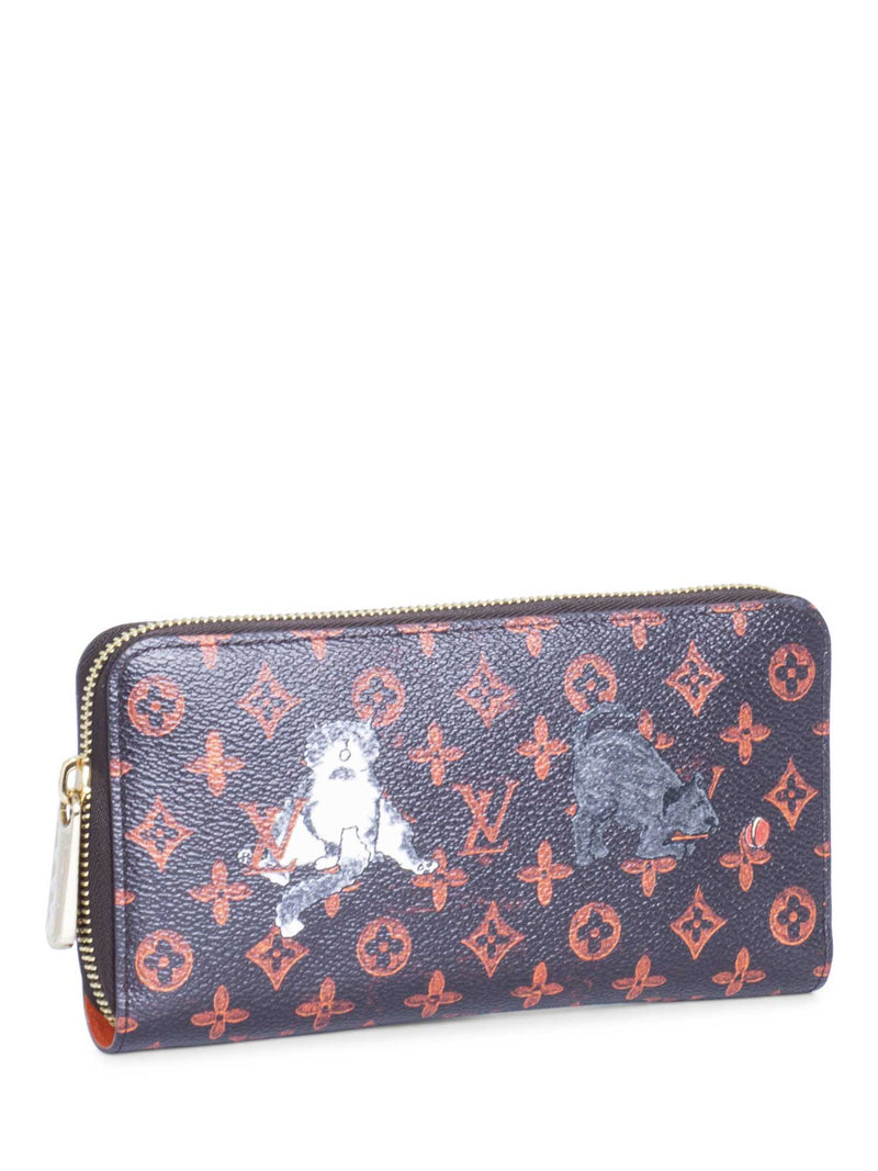 Louis Vuitton Catogram Cats Leather Zip Around Wallet Black-designer resale