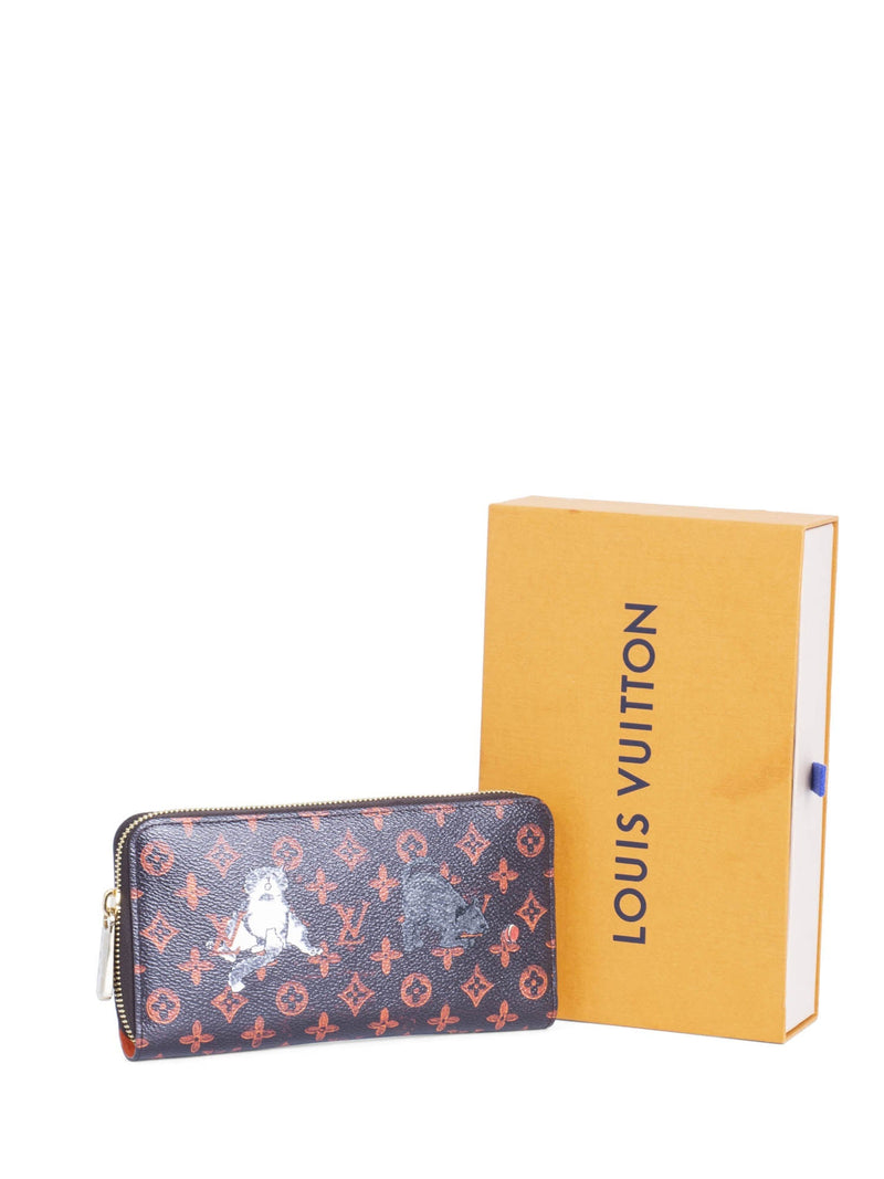 Louis Vuitton Catogram Cats Leather Zip Around Wallet Black