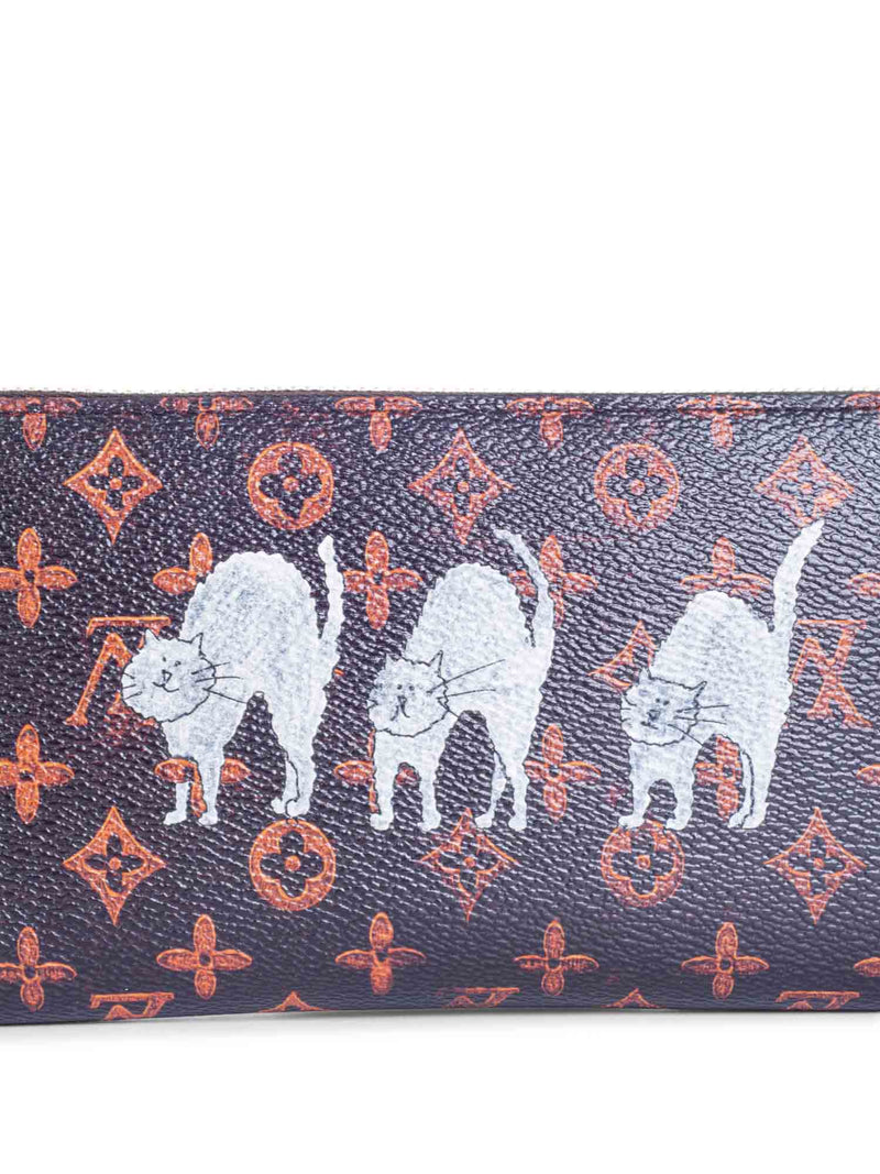 Louis Vuitton Catogram Cats Leather Zip Around Wallet Black-designer resale