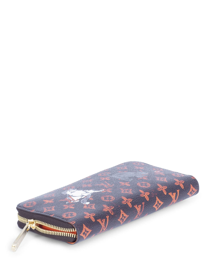 Louis Vuitton Catogram Cats Leather Zip Around Wallet Black-designer resale
