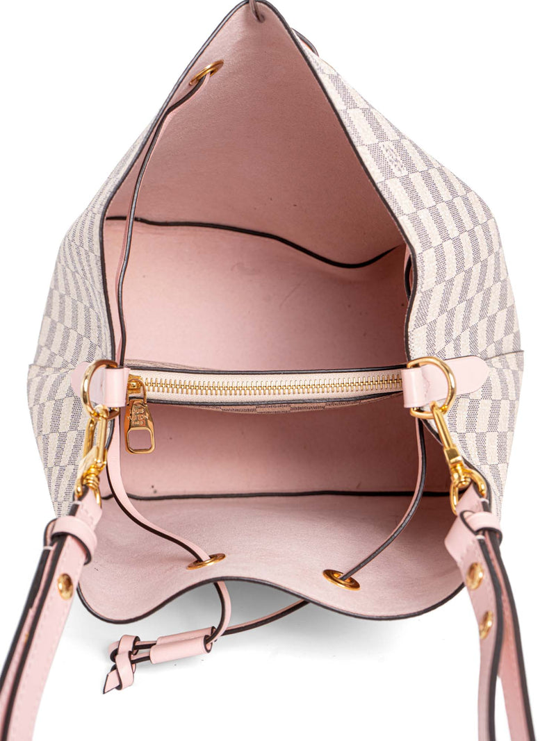 Louis Vuitton Damier Azur Bucket Messenger Bag White Pink-designer resale