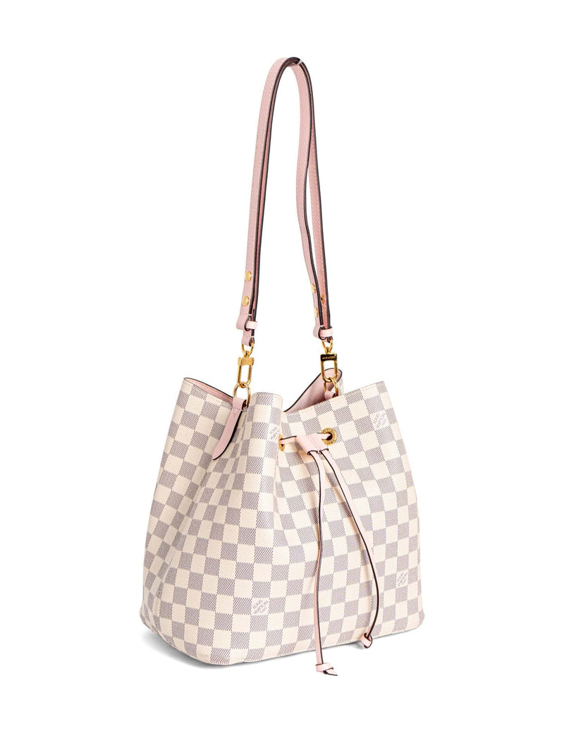 Louis Vuitton Damier Azur Bucket Messenger Bag White Pink-designer resale