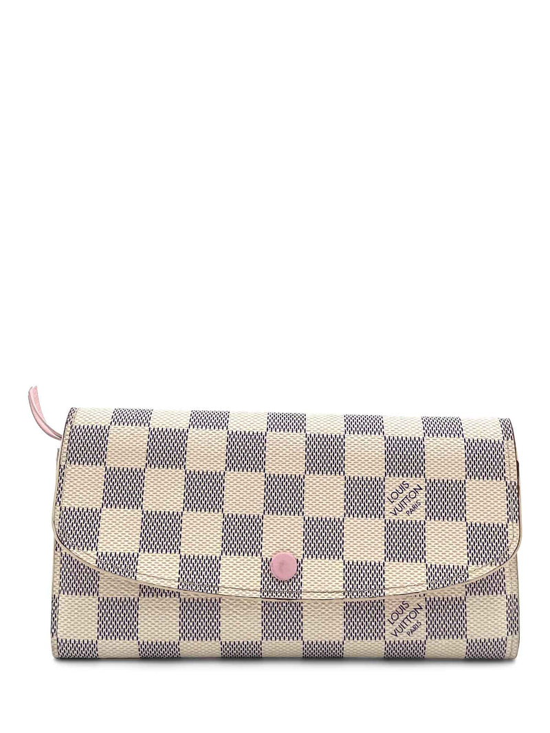 Louis Vuitton Damier Azur Emilie Wallet Pink White Blue-designer resale
