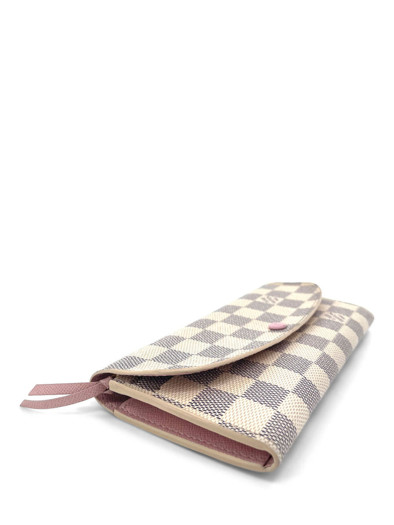 Louis Vuitton Damier Azur Emilie Wallet Pink White Blue-designer resale