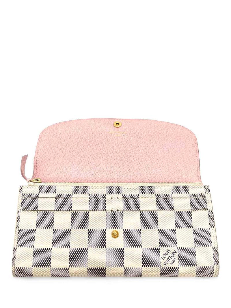 Louis Vuitton Damier Azur Emilie Wallet Pink White Blue-designer resale
