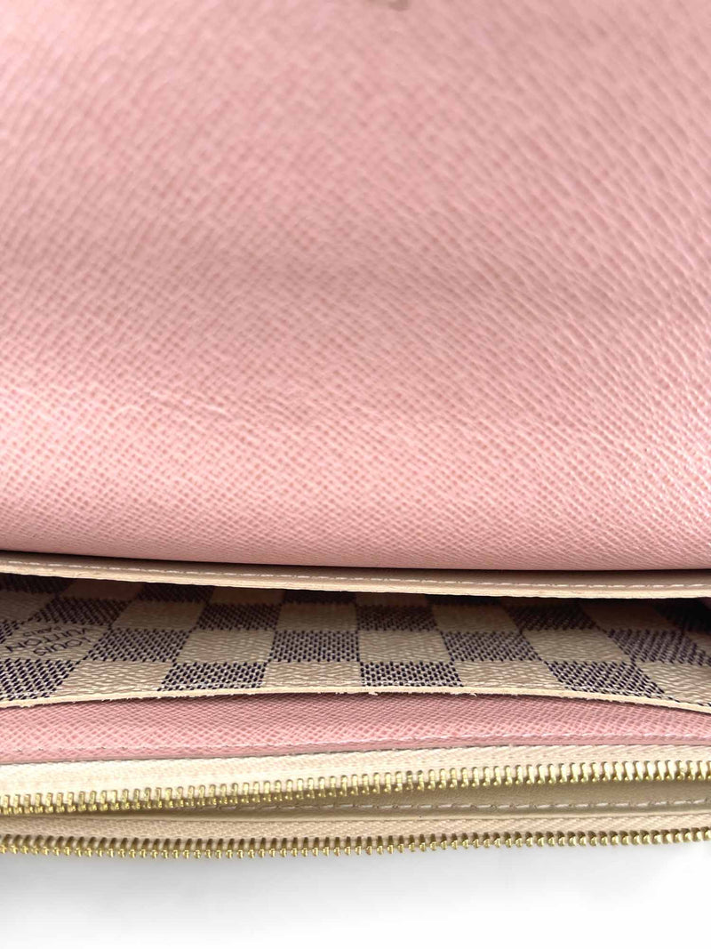 Louis Vuitton Damier Azur Emilie Wallet Pink White Blue-designer resale