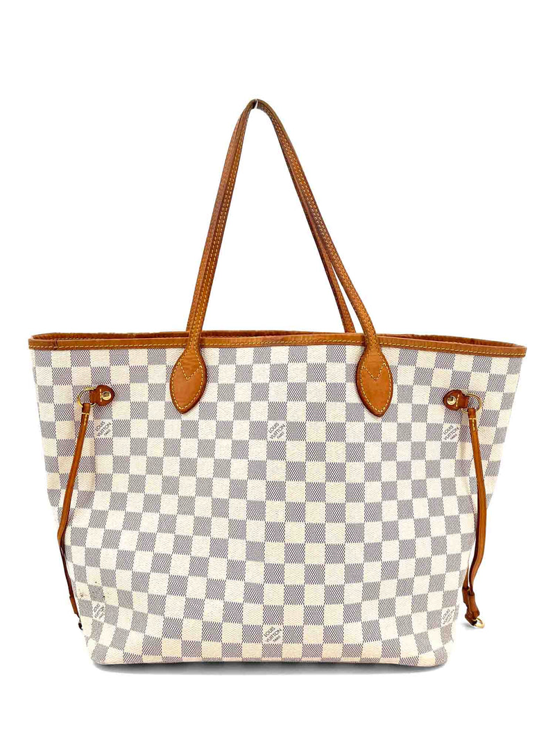 Louis Vuitton Damier Azur Neverfull MM Pink White Blue-designer resale