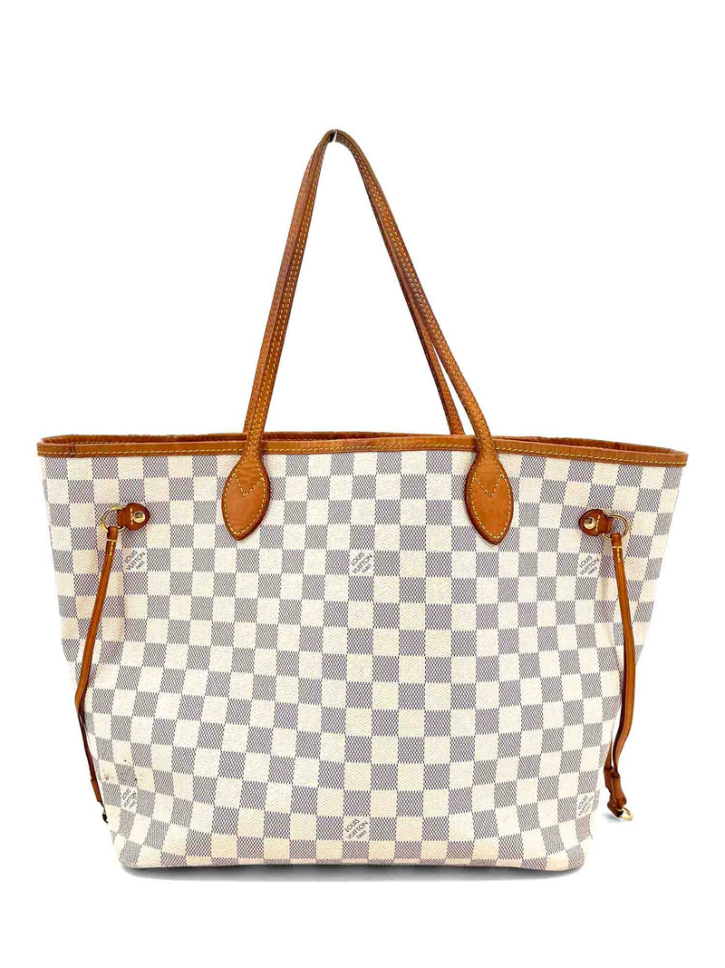 LOUIS VUITTON Neverfull GM Damier Azur Tote Shoulder Bag White