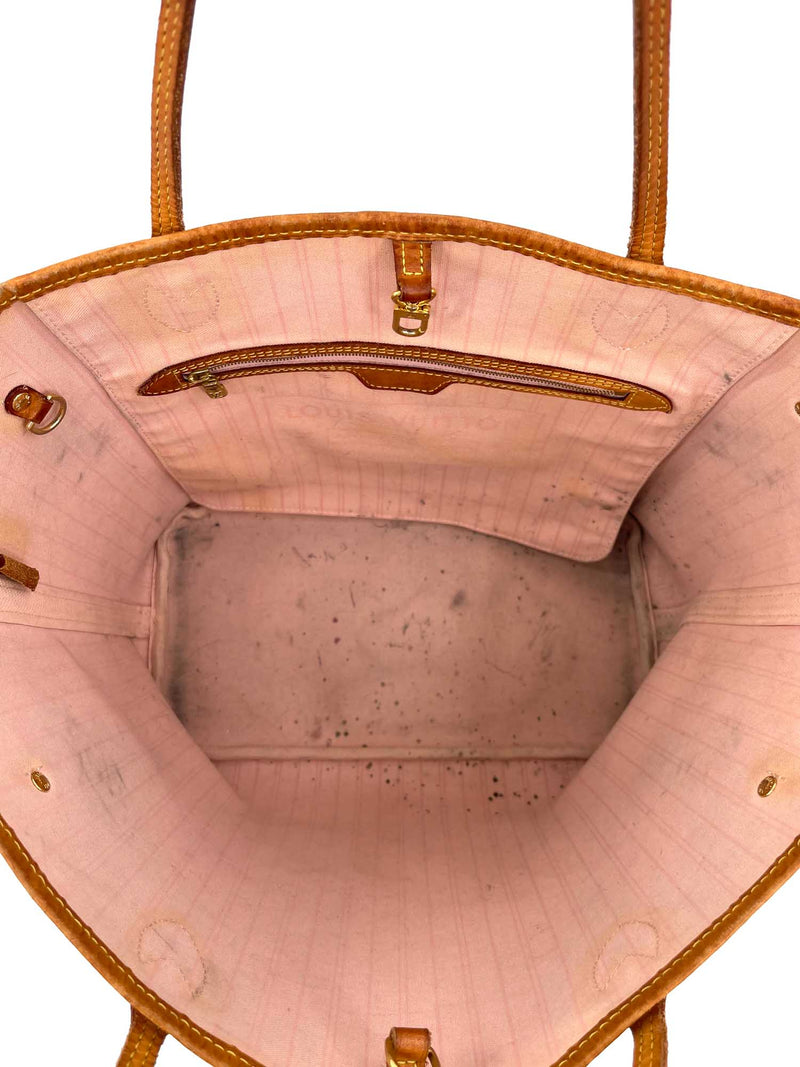 Louis Vuitton Neverfull Damier Azur MM, Pink Interior