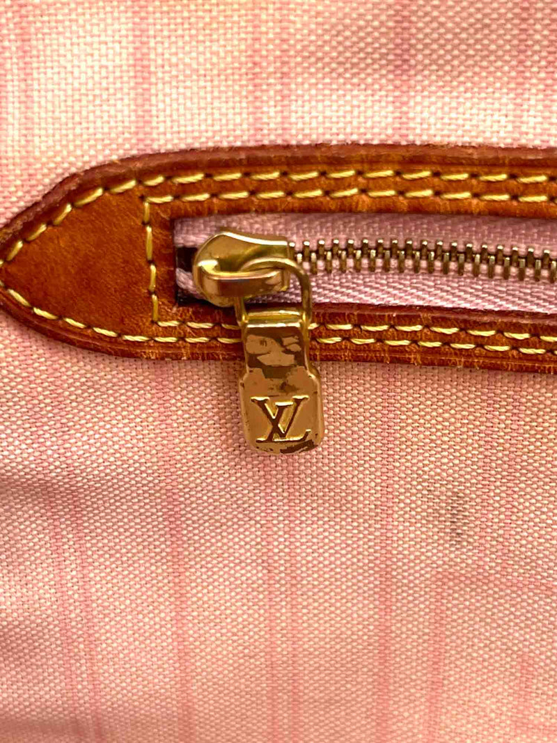 Louis Vuitton Damier Azur Neverfull MM Pink White Blue-designer resale