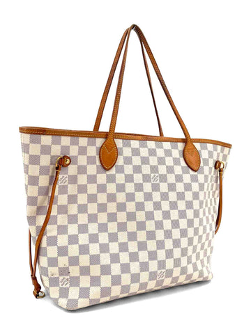 Louis Vuitton Damier Azur Neverfull MM Pink White Blue-designer resale