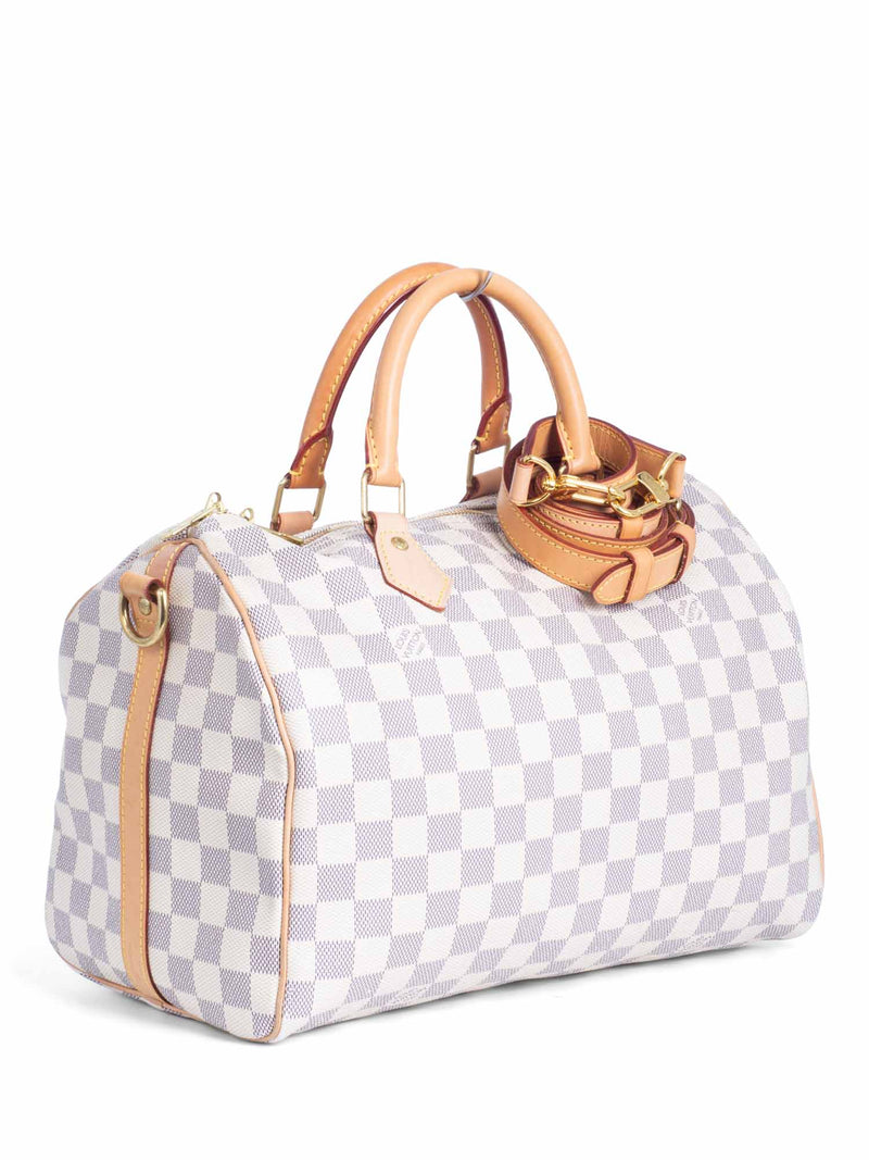 100% Authentic Louis Vuitton Speedy 30 White Damier Azur Hand Bag