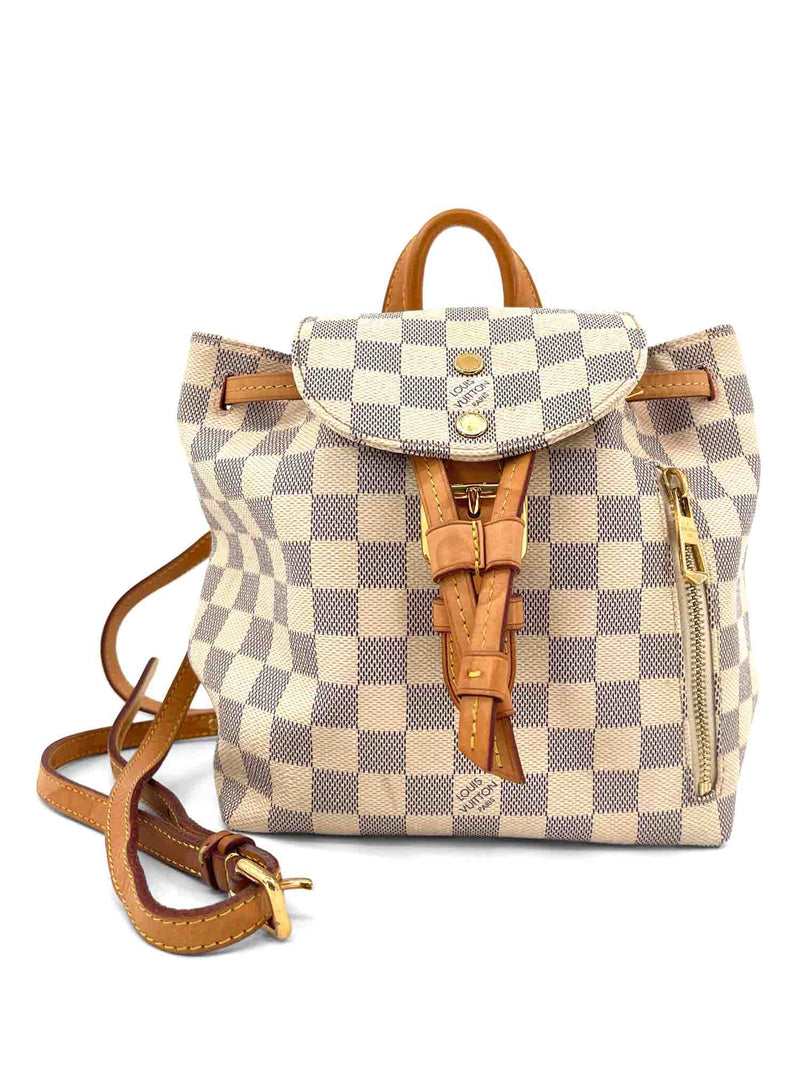 Sold at Auction: Louis Vuitton, Louis Vuitton - Damier Azur Sperone Backpack  - Cream / Blue Top Handle