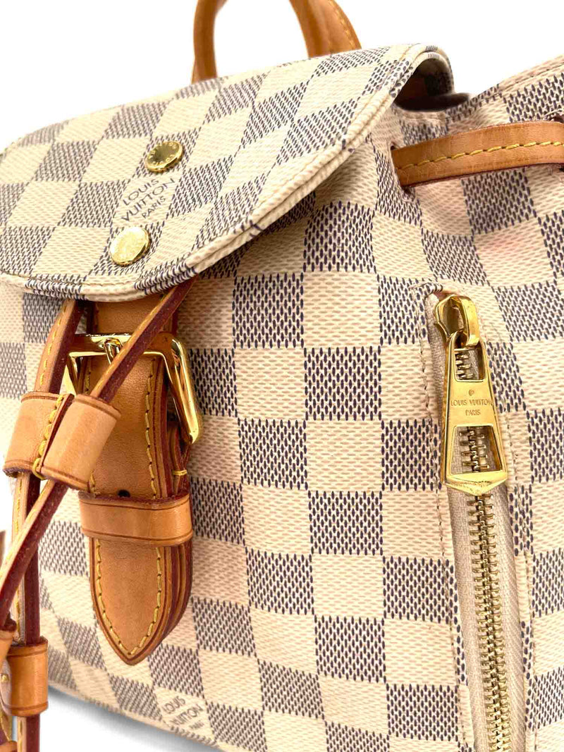 Louis Vuitton Damier Azur Sperone Backpack White Blue-designer resale