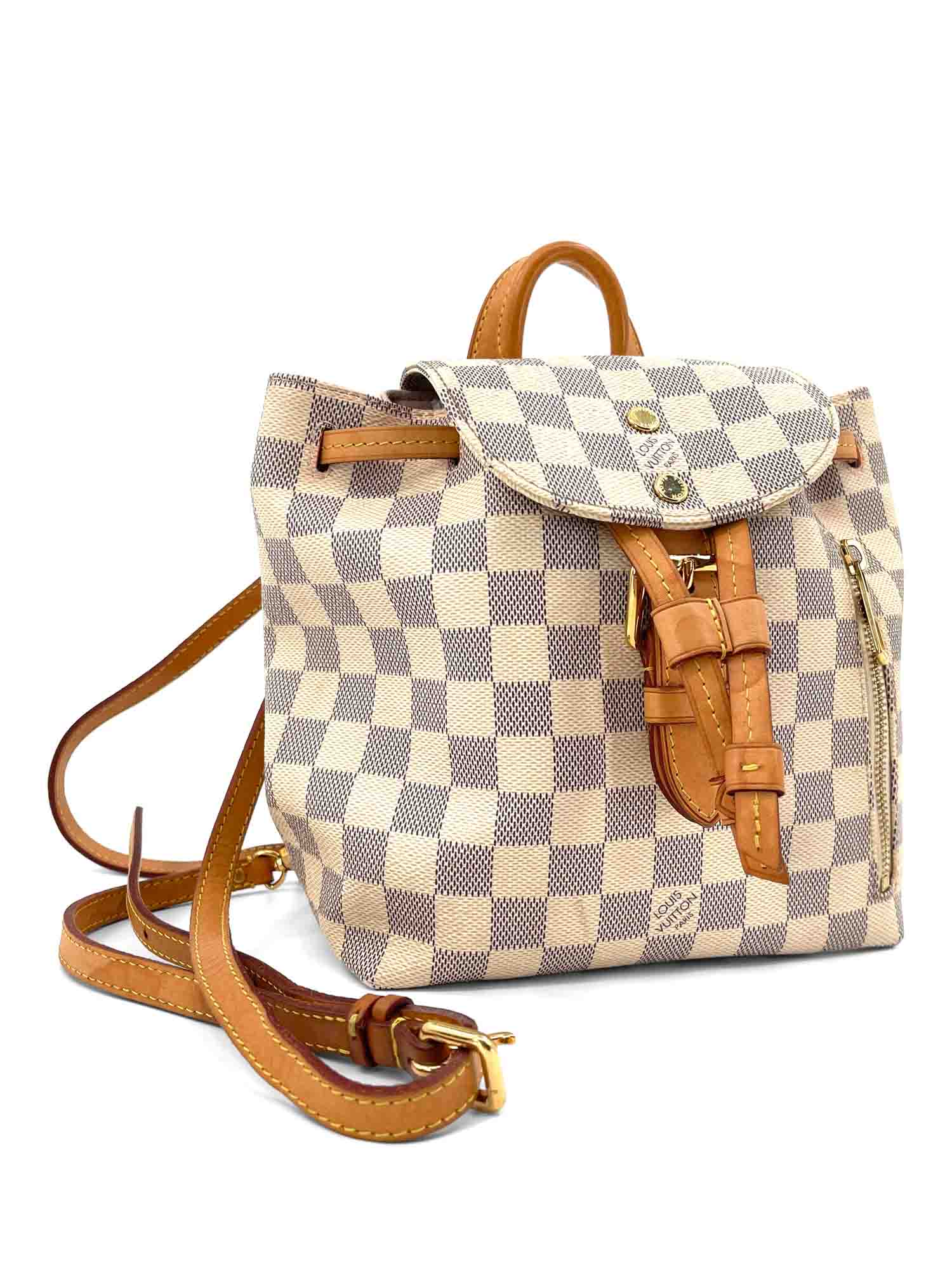 Louis Vuitton Damier Azur Sperone Backpack White Blue-designer resale