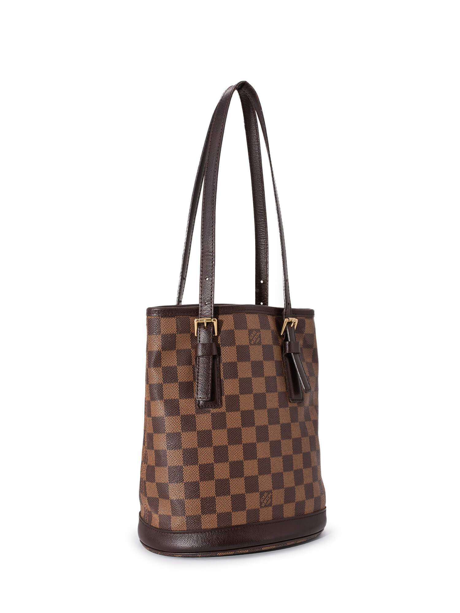 Louis Vuitton Damier Ebene Marais Bucket Bag Brown-designer resale