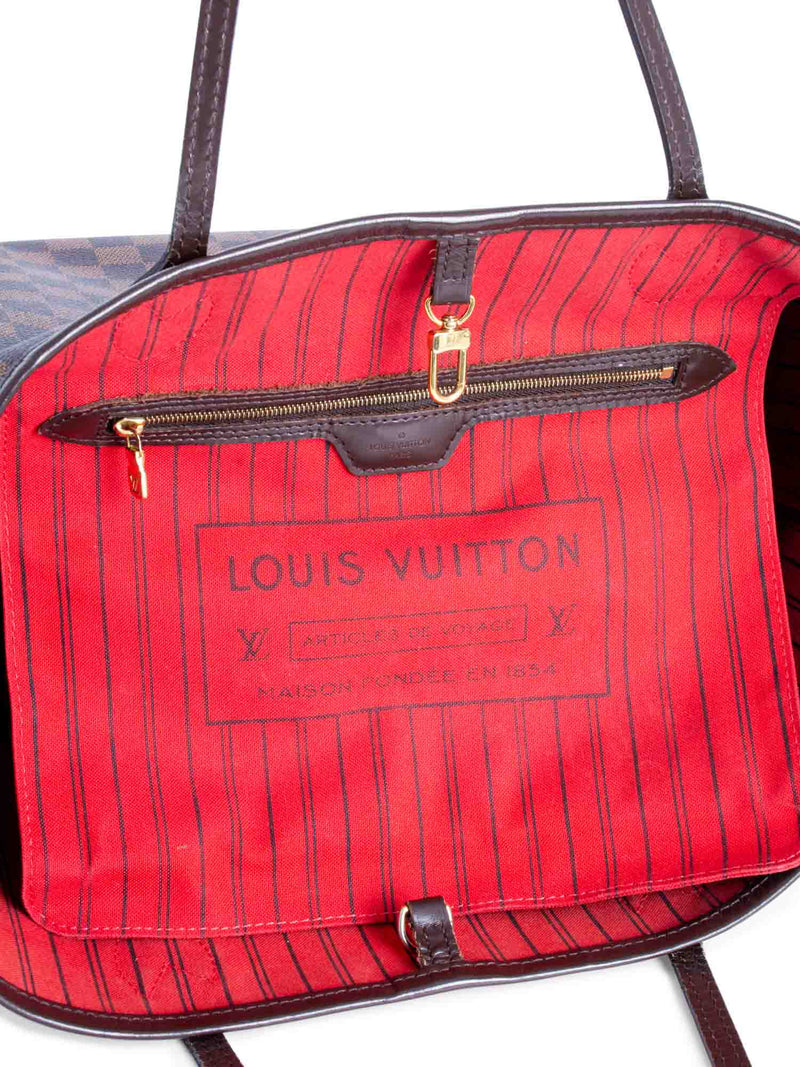 Louis Vuitton Neverfull Red Interior Tote MM Brown Canvas Pristine Condition