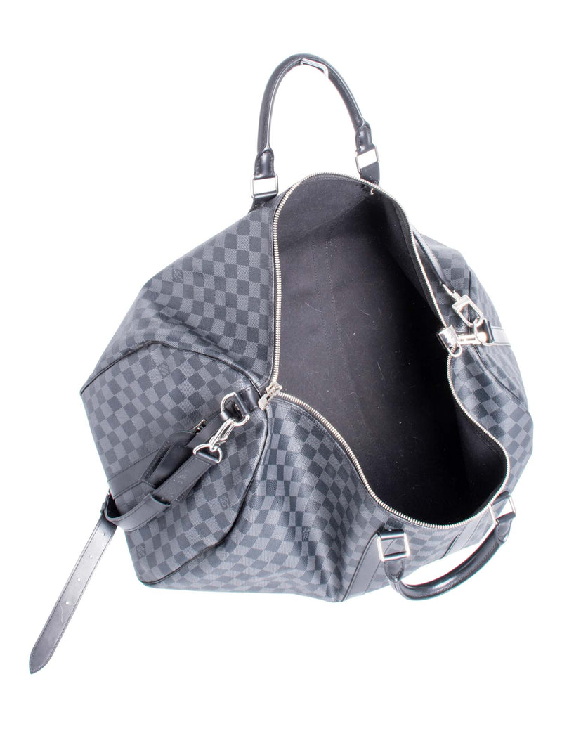Louis Vuitton Damier Graphite Leather Keepall Bag 55 Black-designer resale