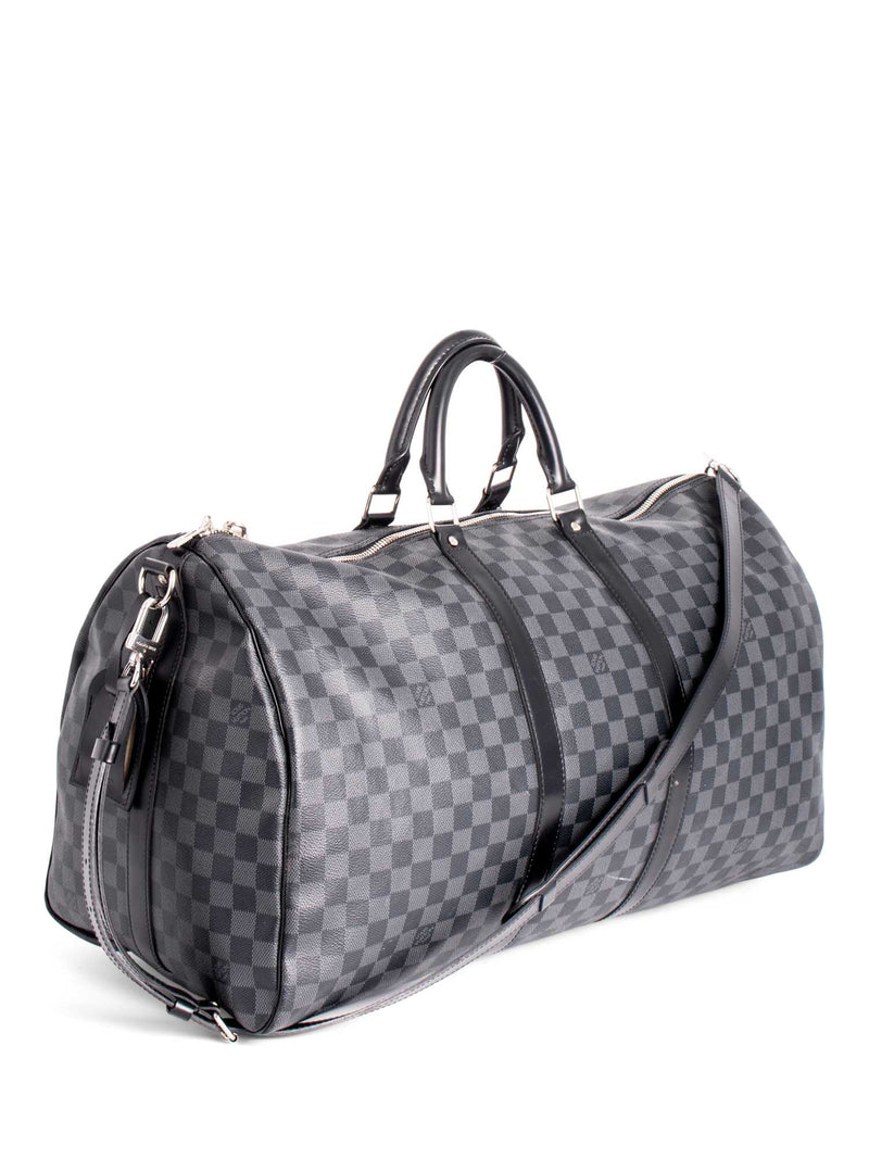 Louis Vuitton Damier Graphite Leather Keepall Bag 55 Black