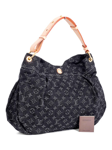 Louis Vuitton Denim Daily PM Monogram Hobo Bag Black-designer resale