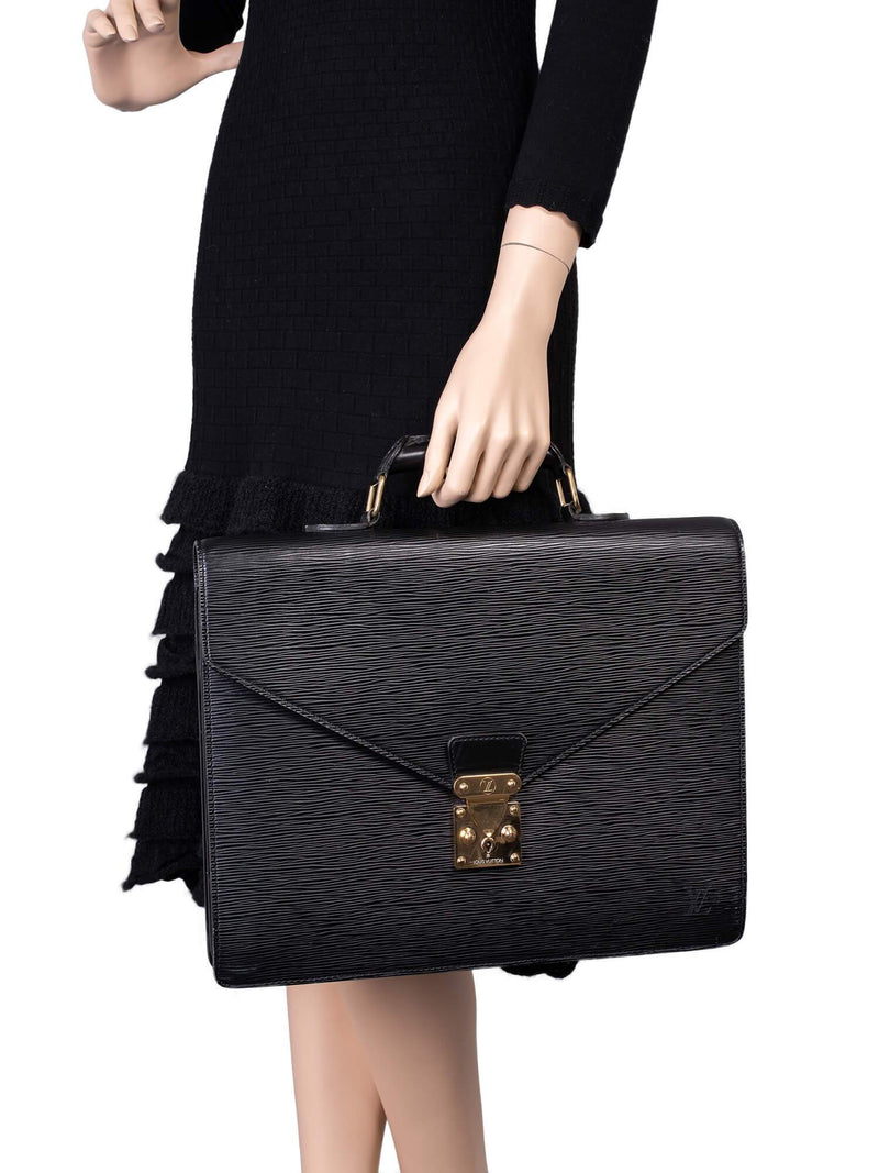 Louis Vuitton Epi Leather Ambassador Briefcase Black-designer resale