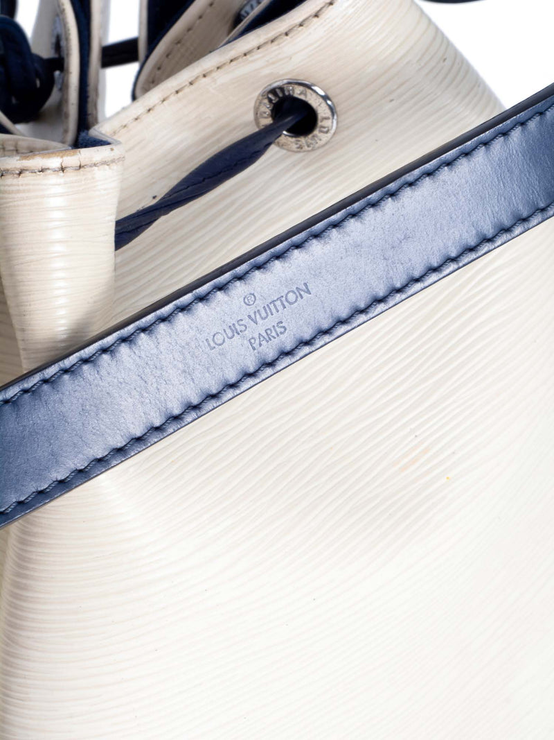 Louis Vuitton Epi Leather Bucket Bag Ivory Blue-designer resale