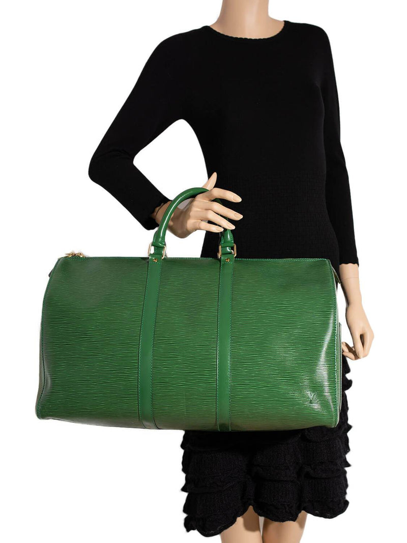 Louis Vuitton Epi Leather Keepall Bag 50 Green-designer resale