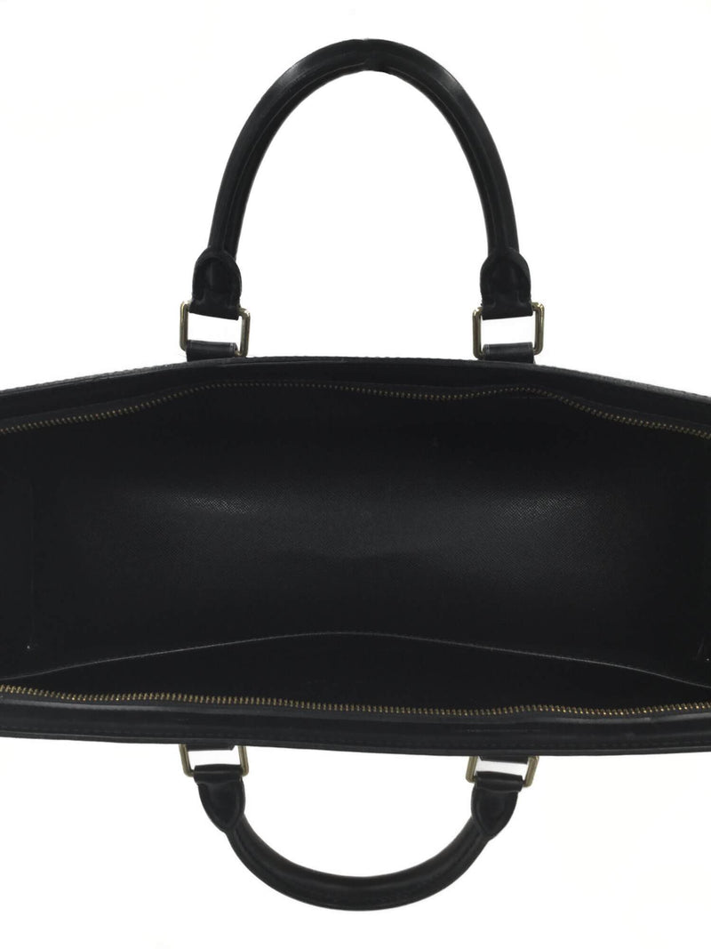 LOUIS VUITTON Lozan Taiga Leather Briefcase Shoulder Bag Black