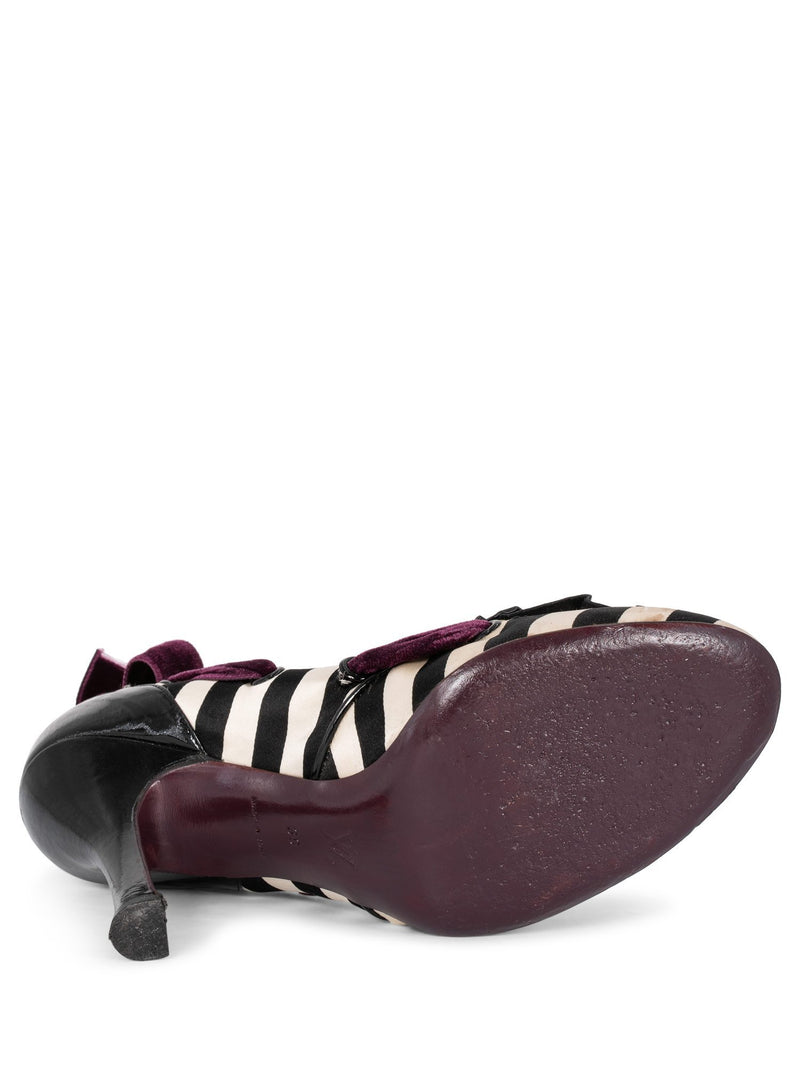 Louis Vuitton Leather Canvas Bow Striped Heels Multicolor-designer resale
