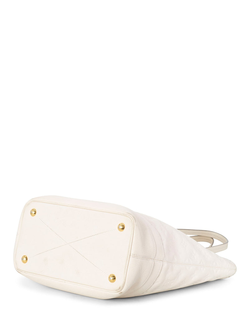 Louis Vuitton Leather Embossed Monogram Bucket Bag White-designer resale