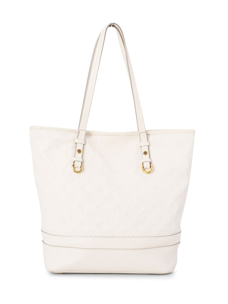 Louis Vuitton Leather Embossed Monogram Bucket Bag White-designer resale