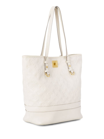 Louis Vuitton Leather Embossed Monogram Bucket Bag White-designer resale