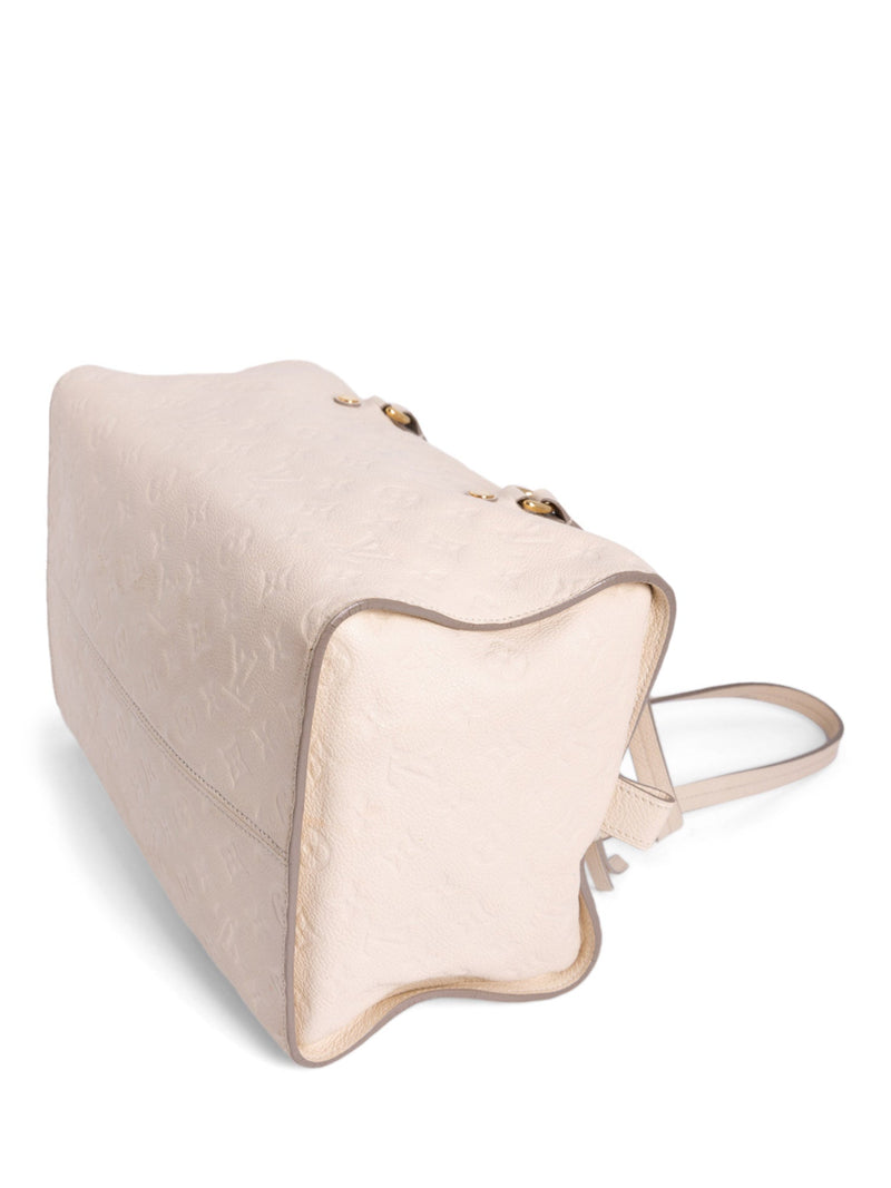 Louis Vuitton Leather Embossed Monogram Shoulder Duffle Bag Cream-designer resale
