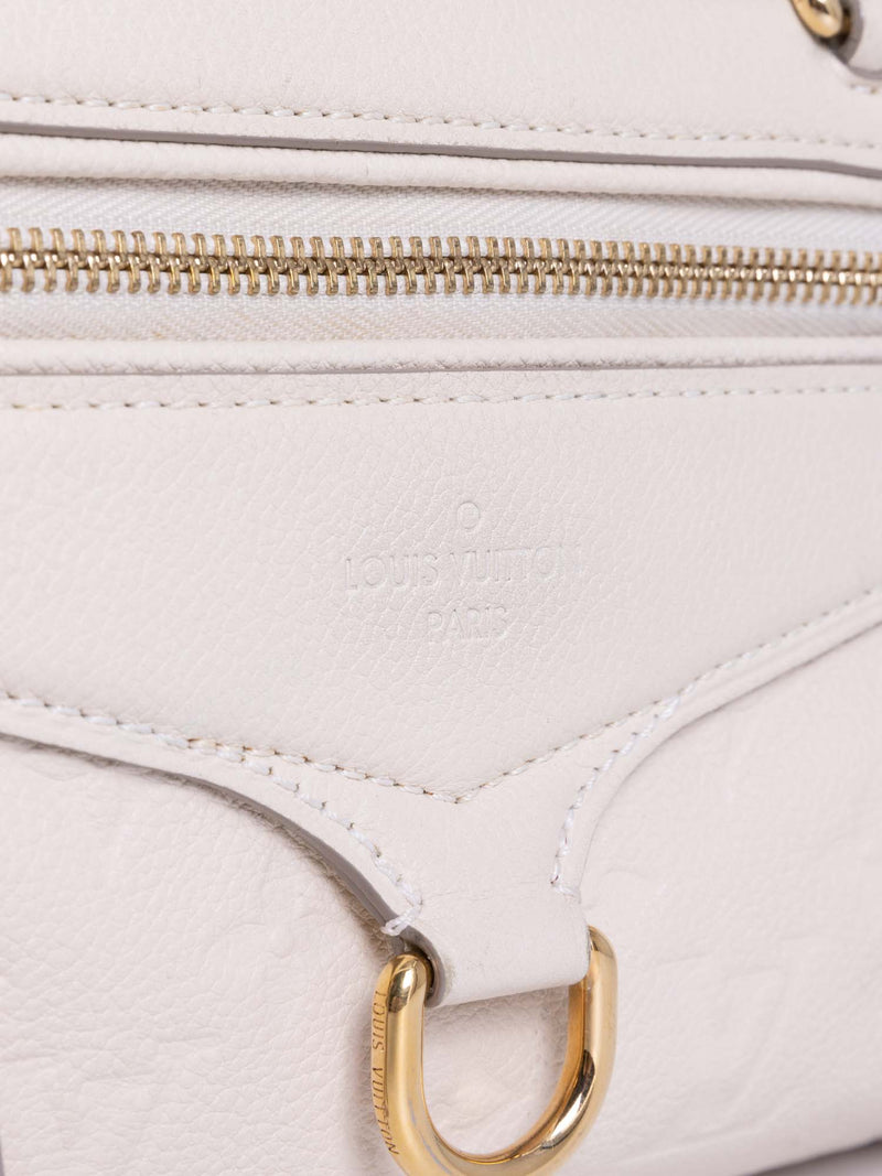 Louis Vuitton Leather Embossed Monogram Shoulder Duffle Bag Cream-designer resale