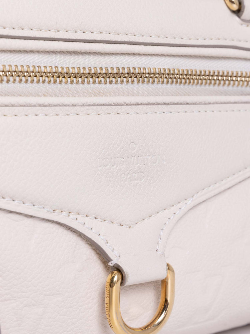 Louis Vuitton Leather Embossed Monogram Shoulder Duffle Bag Cream