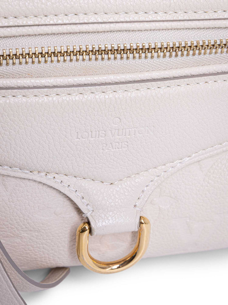 Louis Vuitton Leather Embossed Monogram Shoulder Duffle Bag Cream-designer resale