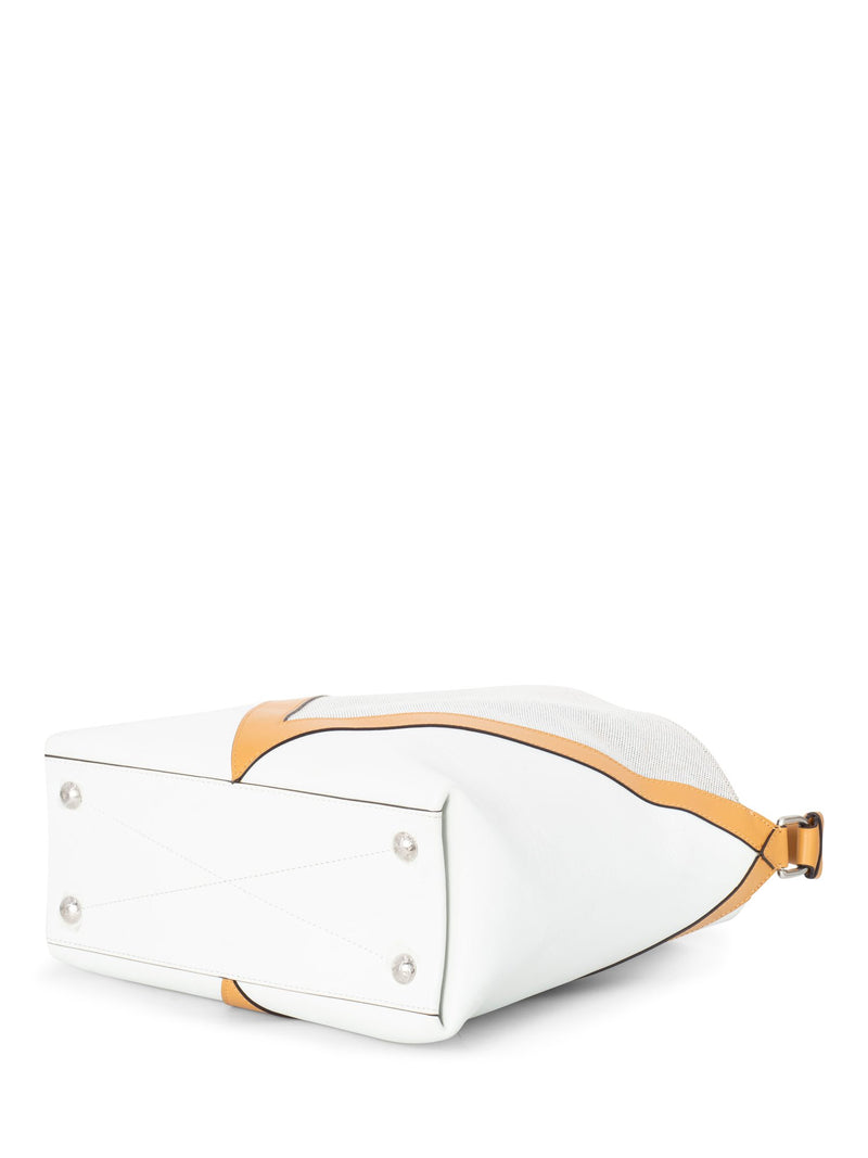 Louis Vuitton Leather Logo V Bucket Bag GM White Tan-designer resale