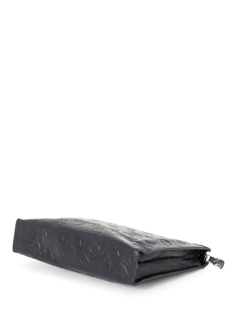 Louis Vuitton Leather Monogram Embossed Clutch Black-designer resale