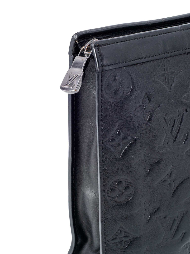 Louis Vuitton Leather Monogram Embossed Clutch Black-designer resale